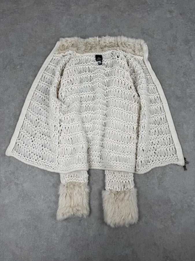 Versace White Fur Collar Wool Zip-Up Jacket OYcfqJS 7