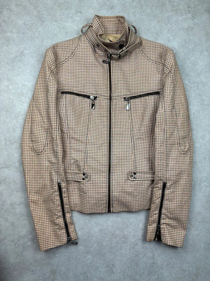 2000s Versace Beige Checkered Set Jacket & Skirt WmIUmwO 5