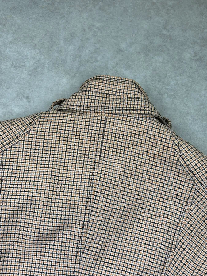2000s Versace Beige Checkered Set Jacket & Skirt WmIUmwO 10