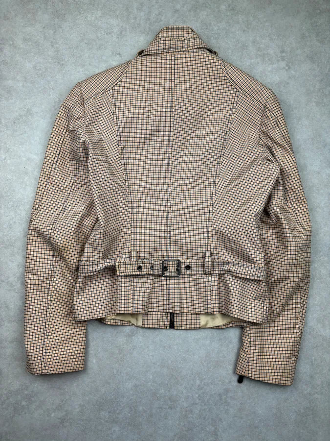 2000s Versace Beige Checkered Set Jacket & Skirt WmIUmwO 6
