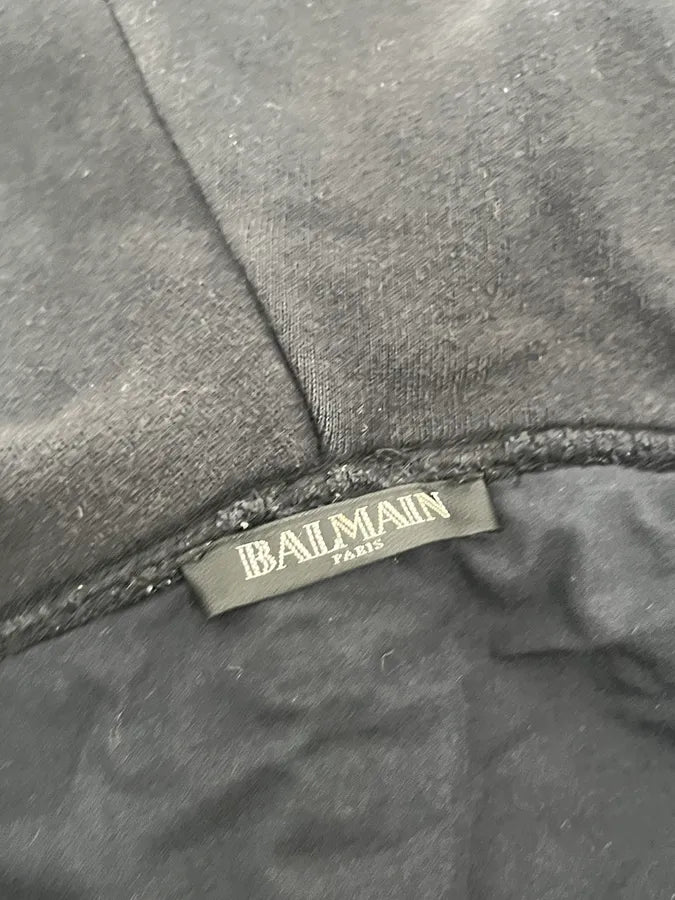 Balmain Navy Asymmetrical Zip Hooded Sweater VtxloCQ 9