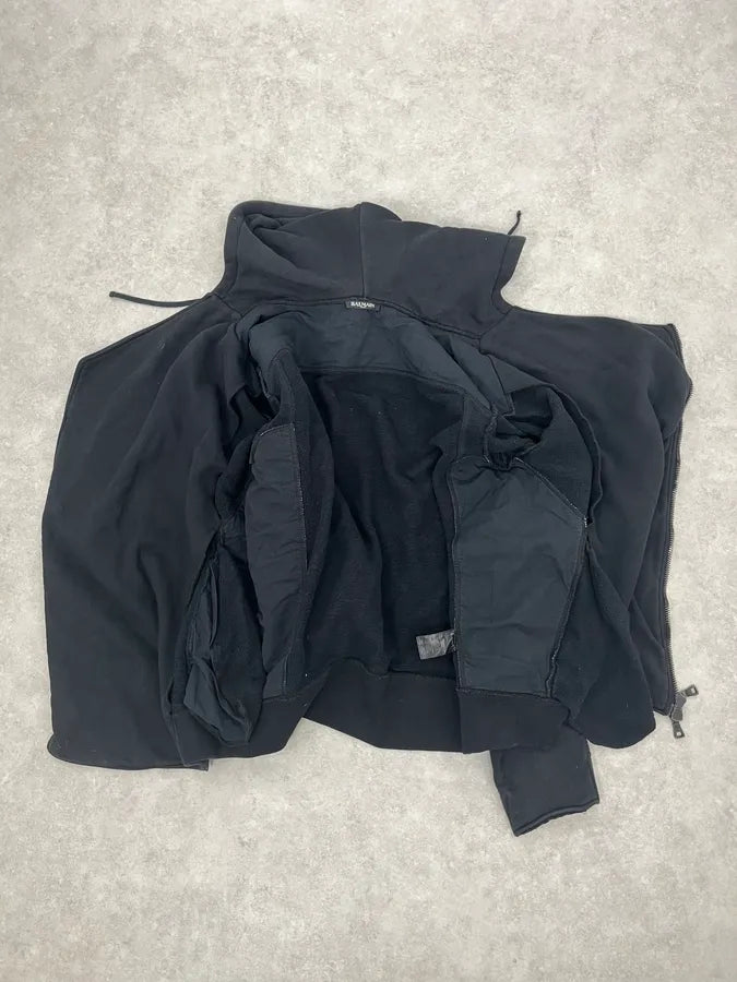 Balmain Navy Asymmetrical Zip Hooded Sweater VtxloCQ 7