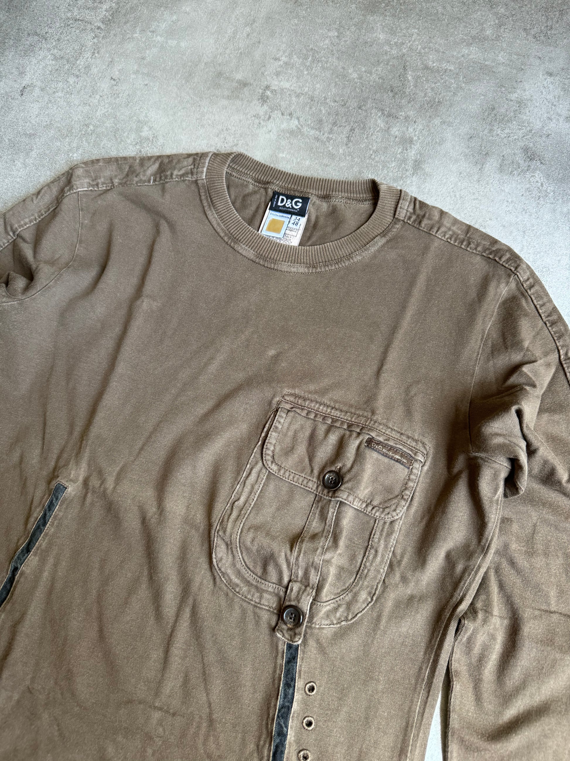 AW2004 Dolce & Gabbana Brown Utility Combat Longsleeve (M) - 8