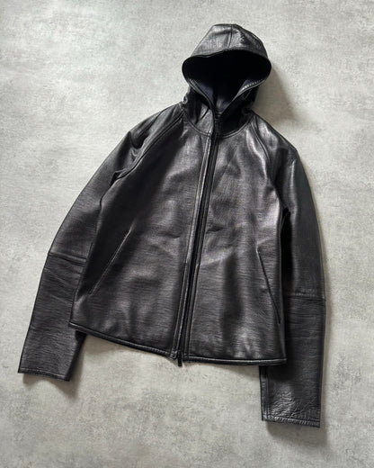 AW2015 Emporio Armani Tactical Full Zip Leather Jacket (L) - 9