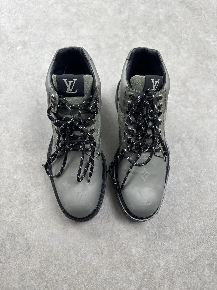 Louis Vuitton Grey Leather Monogram Oberkampf Boots vieCuglG 1
