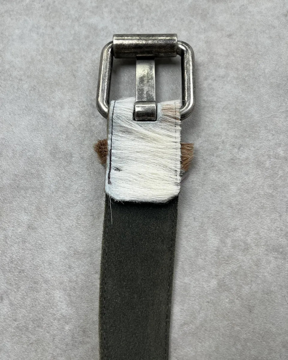Vintage Beige Cowhide Fur Leather Belt jqKakTd 6