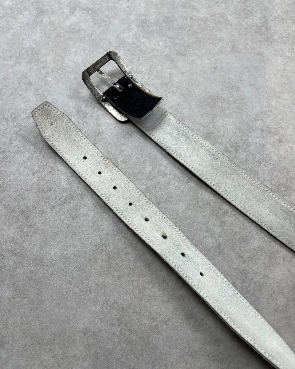 Vintage Black & White Cowhide Fur Leather Belt PhsPjQd 5