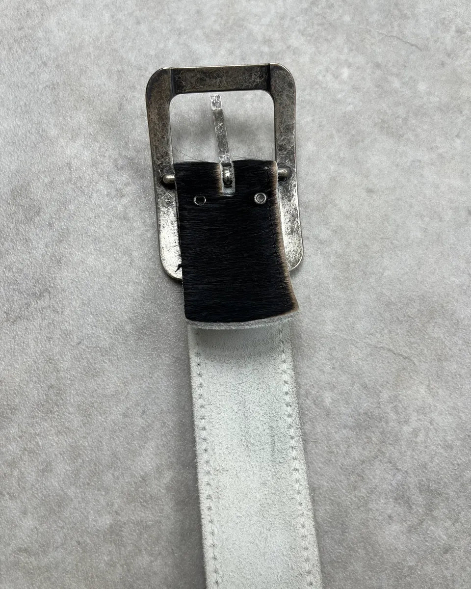 Vintage Black & White Cowhide Fur Leather Belt PhsPjQd 6