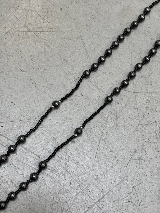 Vintage Black Beaded Rosary Necklace Cross Pendant aFPQvMd 6