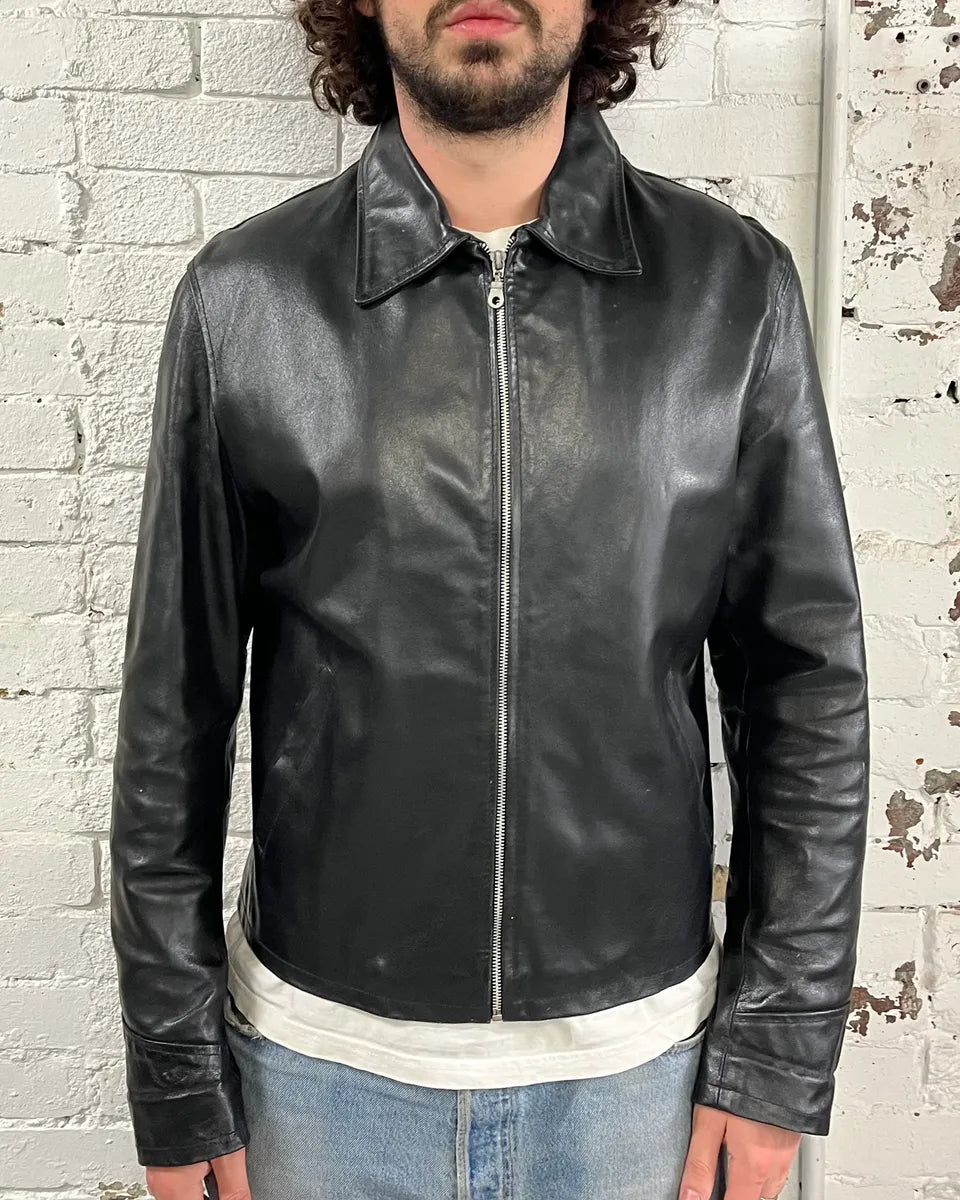 Vintage Black Classy Italian Leather Jacket dpfirau 1