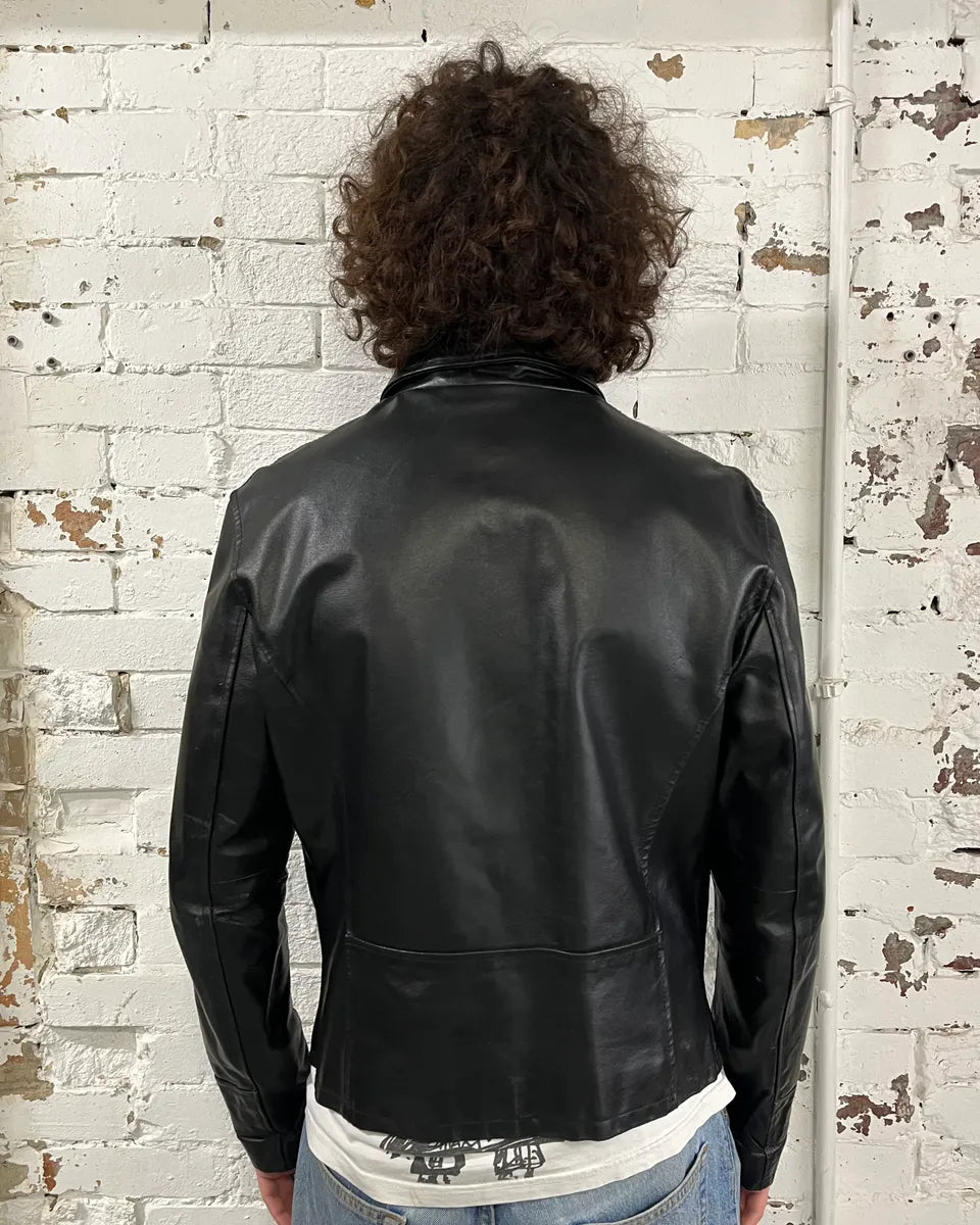 Vintage Black Classy Italian Leather Jacket dpfirau 2