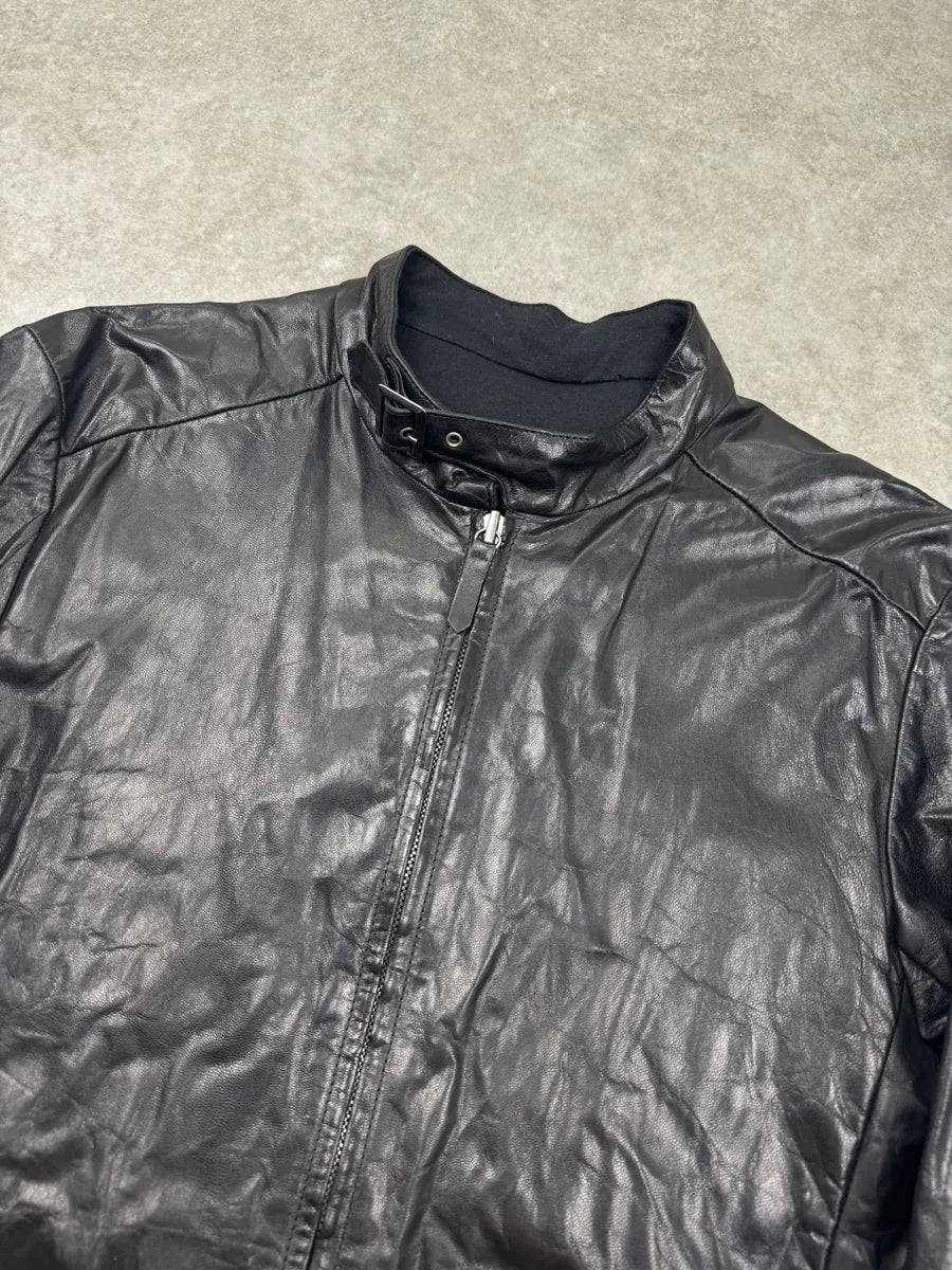 2000s Archive Black Leather Avant-Garde Jacket yjQBrVk 3