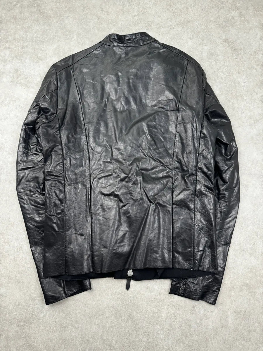 2000s Archive Black Leather Avant-Garde Jacket yjQBrVk 5