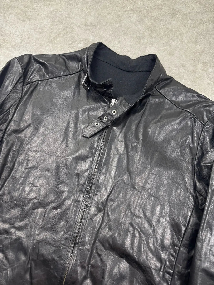 2000s Archive Black Leather Avant-Garde Jacket yjQBrVk 4