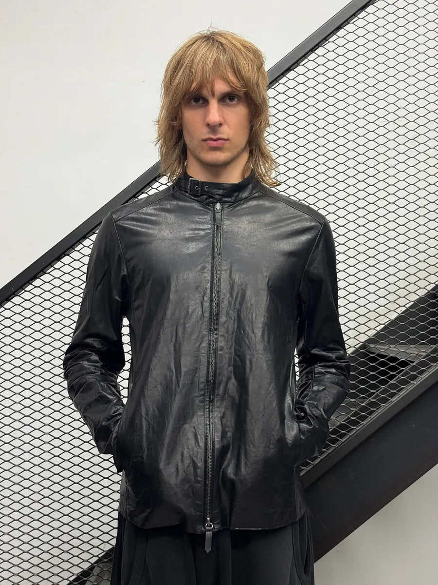 2000s Archive Black Leather Avant-Garde Jacket yjQBrVk 1