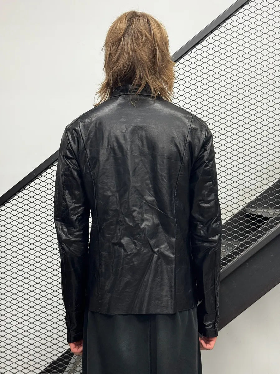 2000s Archive Black Leather Avant-Garde Jacket yjQBrVk 2