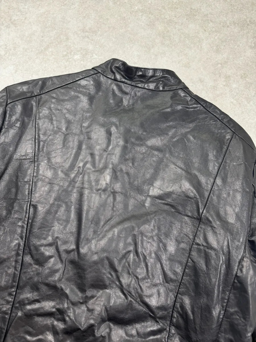 2000s Archive Black Leather Avant-Garde Jacket yjQBrVk 6