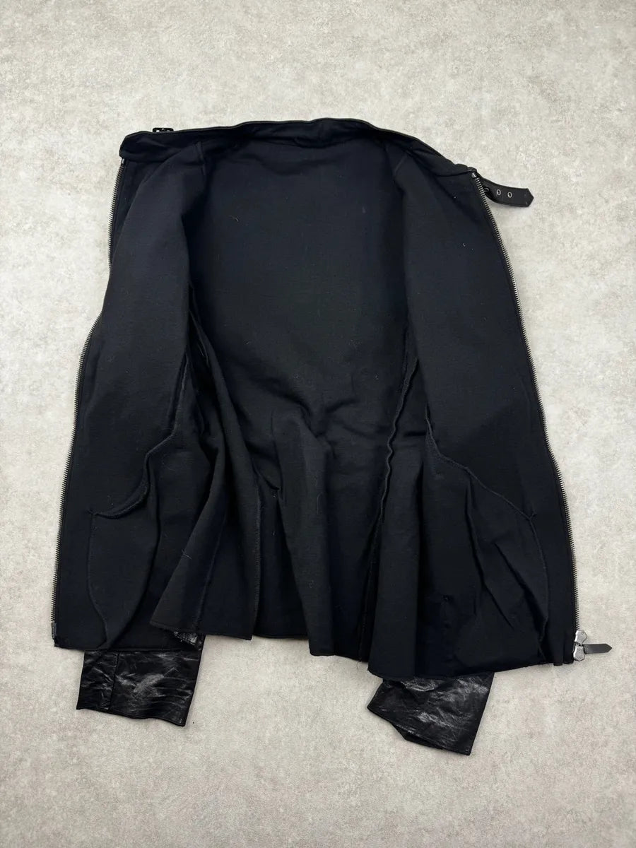 2000s Archive Black Leather Avant-Garde Jacket yjQBrVk 7