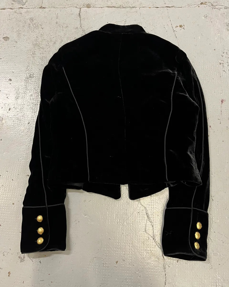 Vintage Black Velvet Golden Buttons Officer Jacket MRoHPoo 6