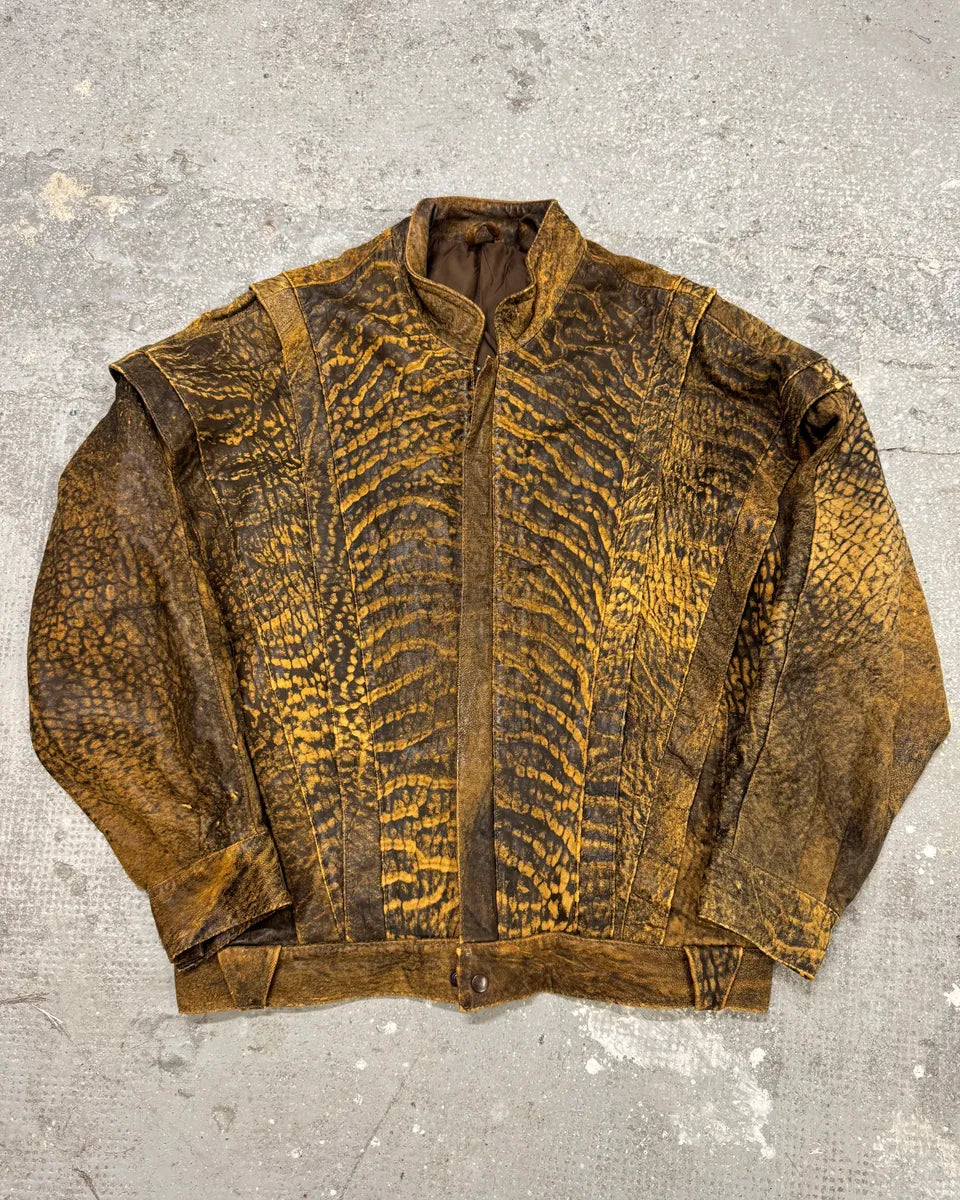 Vintage Brown Raw Scars Leather Jacket (S/M) 0