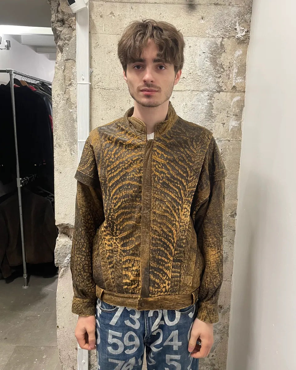 Vintage Brown Raw Scars Leather Jacket (S/M) 1