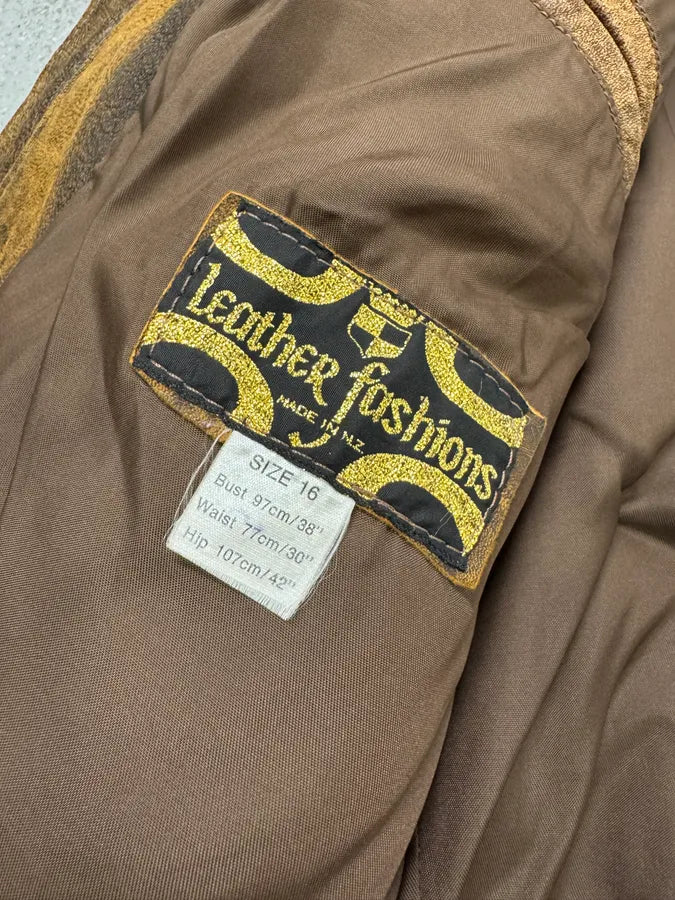 Vintage Brown Raw Scars Leather Jacket (S/M) 11