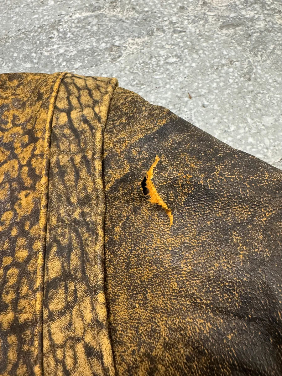 Vintage Brown Raw Scars Leather Jacket (S/M) 12