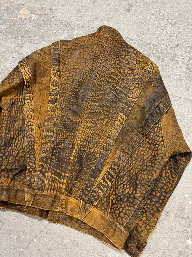 Vintage Brown Raw Scars Leather Jacket (S/M) 2