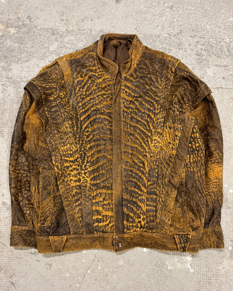 Vintage Brown Raw Scars Leather Jacket (S/M) 3
