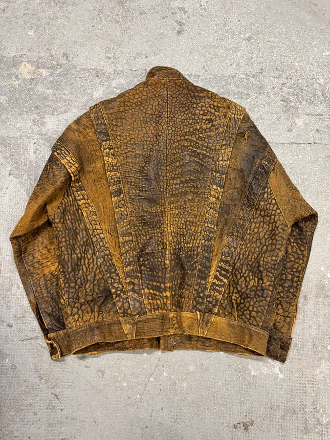 Vintage Brown Raw Scars Leather Jacket (S/M) 5
