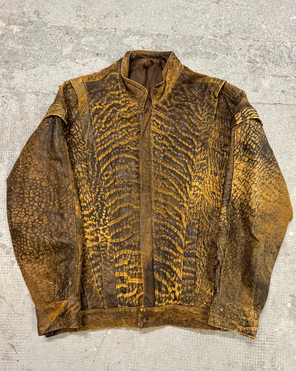 Vintage Brown Raw Scars Leather Jacket (S/M) 7