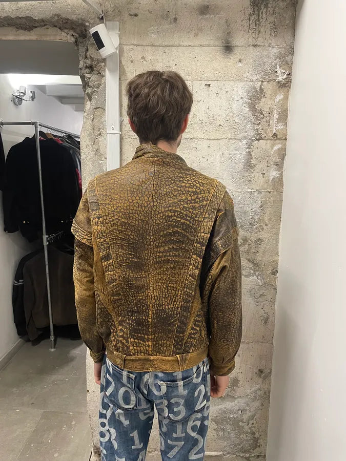 Vintage Brown Raw Scars Leather Jacket (S/M) 8