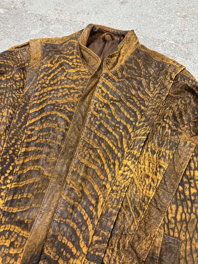 Vintage Brown Raw Scars Leather Jacket (S/M) 9