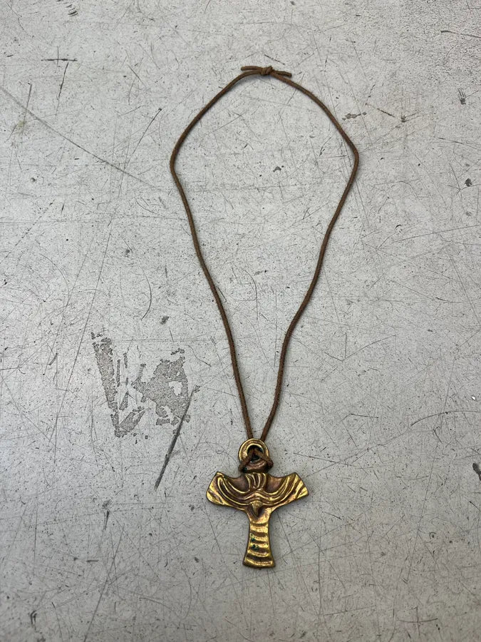 Vintage Celtic Cross Pendant Golden Necklace GkPxtxn 0