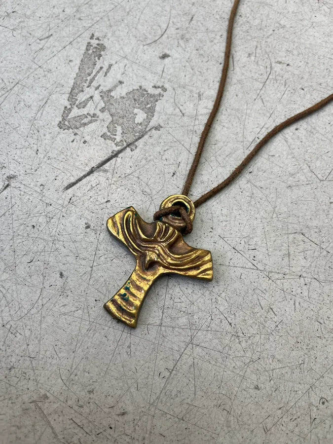 Vintage Celtic Cross Pendant Golden Necklace GkPxtxn 2