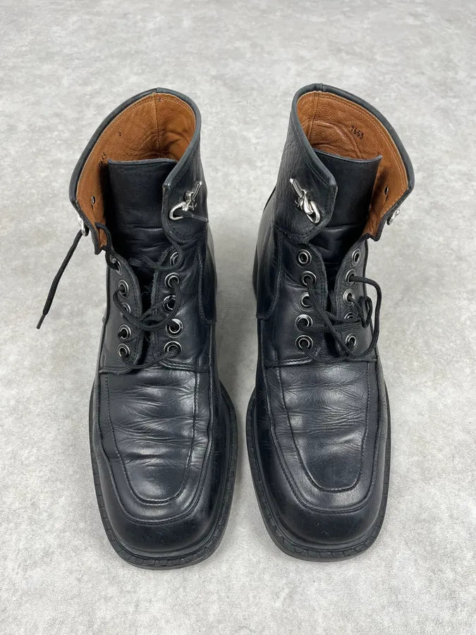 Cesare Paciotti Black Leather Dagger Lace-Up Boots yCqRPyD 1