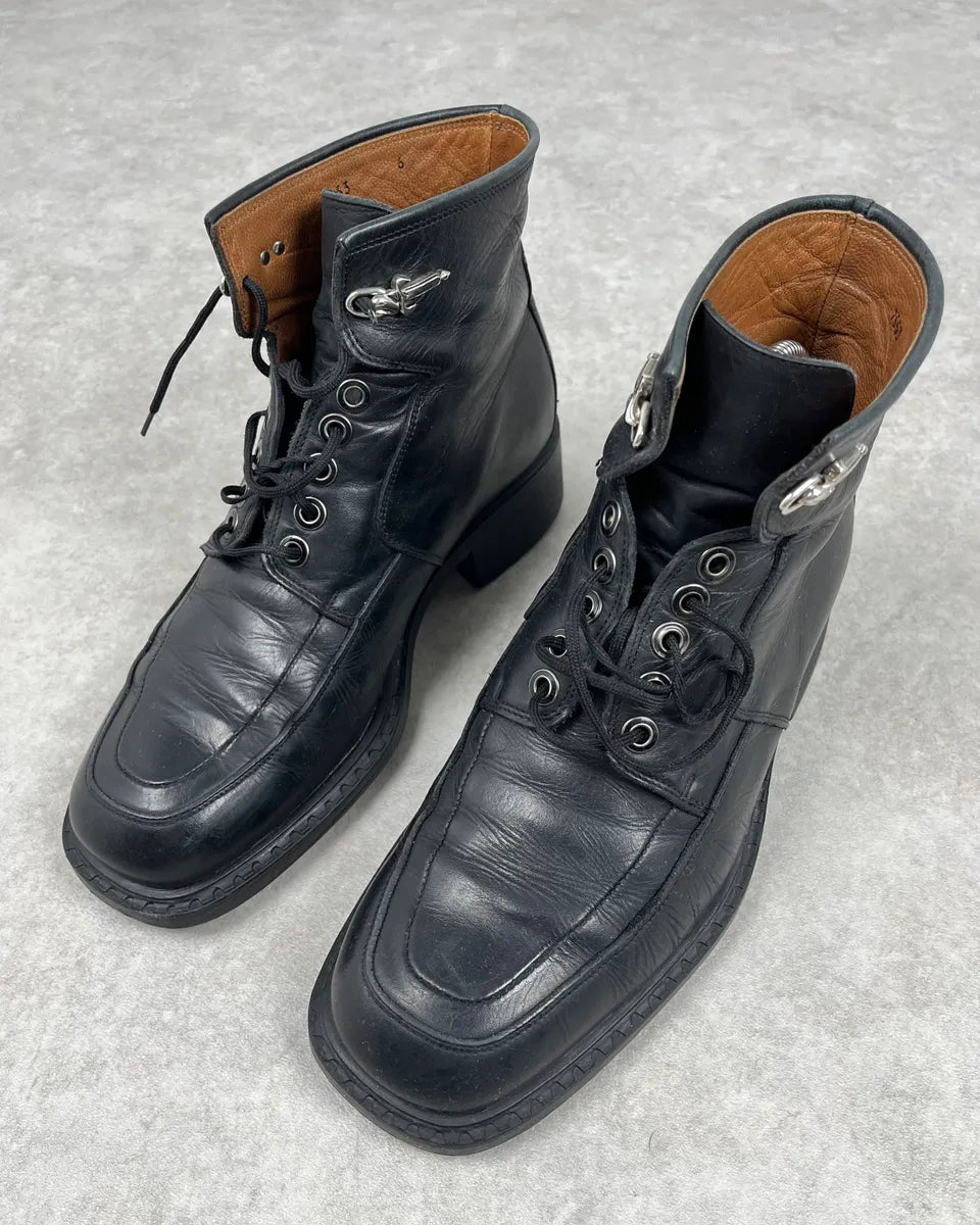 Cesare Paciotti Black Leather Dagger Lace-Up Boots yCqRPyD 2