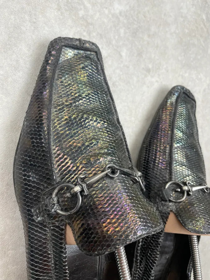 Cesare Paciotti Black Iridescent Leather Horsebit Loafers FQxmATf 7