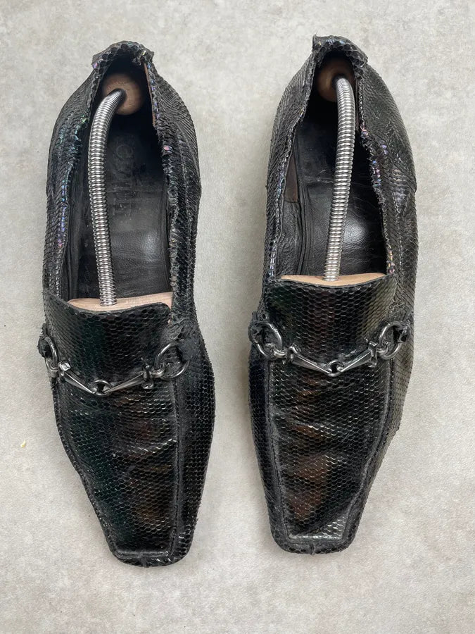 Cesare Paciotti Black Iridescent Leather Horsebit Loafers FQxmATf 3