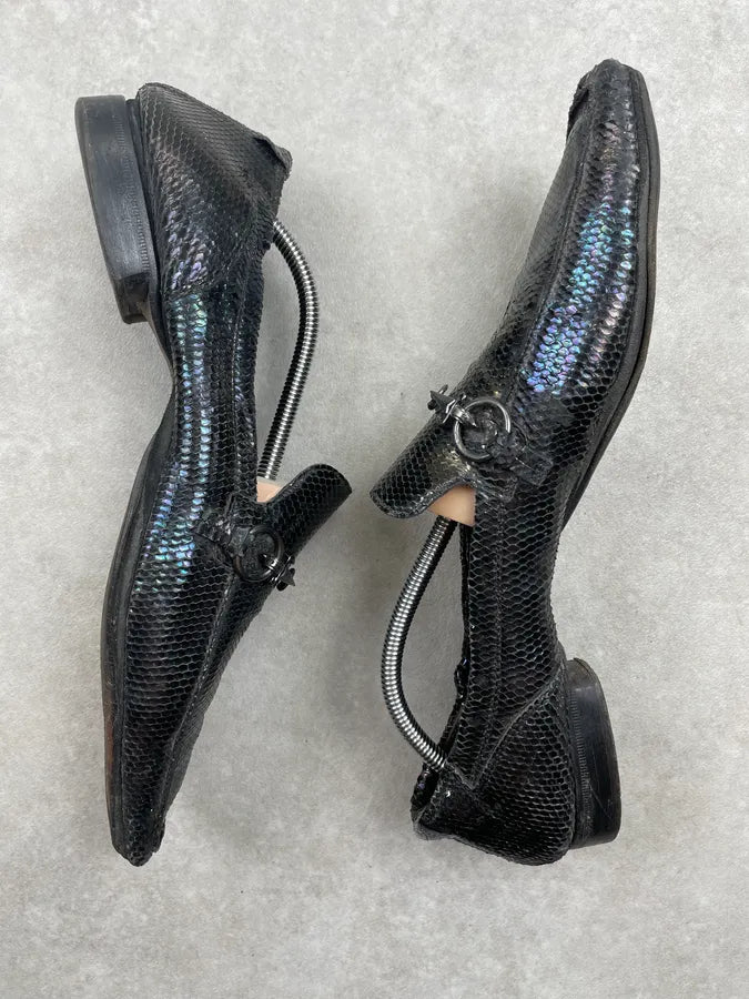 Cesare Paciotti Black Iridescent Leather Horsebit Loafers FQxmATf 1