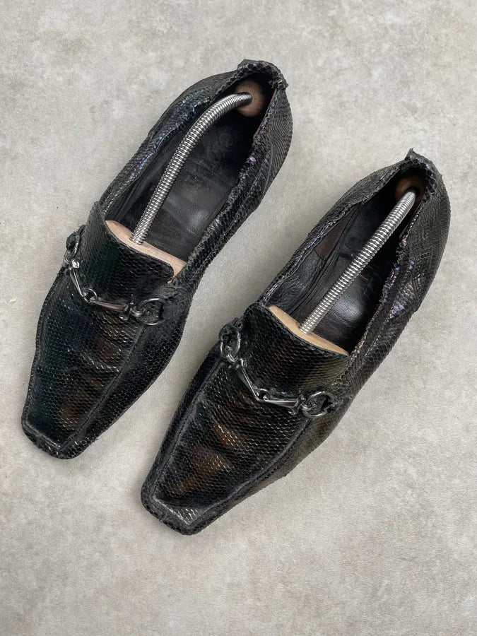 Cesare Paciotti Black Iridescent Leather Horsebit Loafers FQxmATf 4