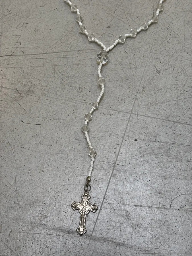 Archive White Rosary Necklace SygCFWx 3