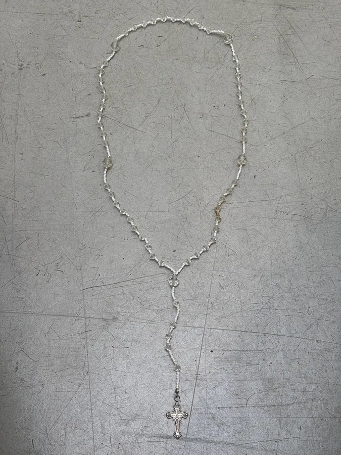 Archive White Rosary Necklace SygCFWx 0