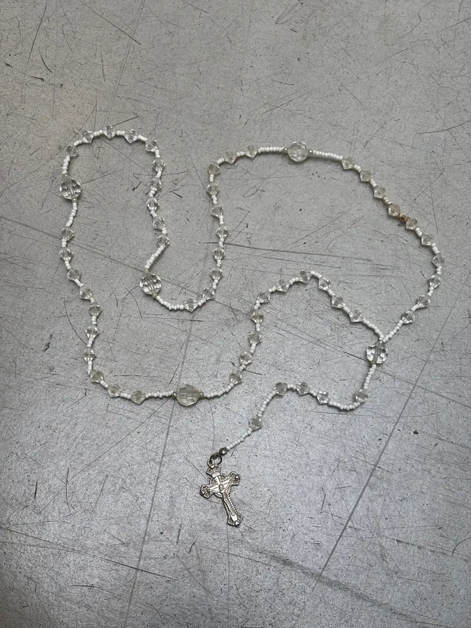Archive White Rosary Necklace SygCFWx 4