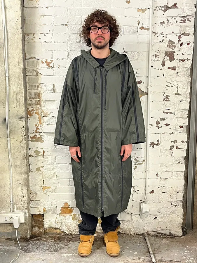 Vintage Dark Green Multi Zip Trench Jacket AJvNLSi 2