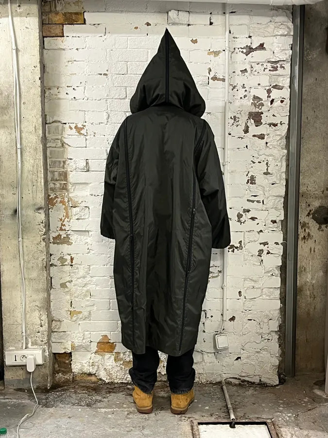 Vintage Dark Green Multi Zip Trench Jacket AJvNLSi 3