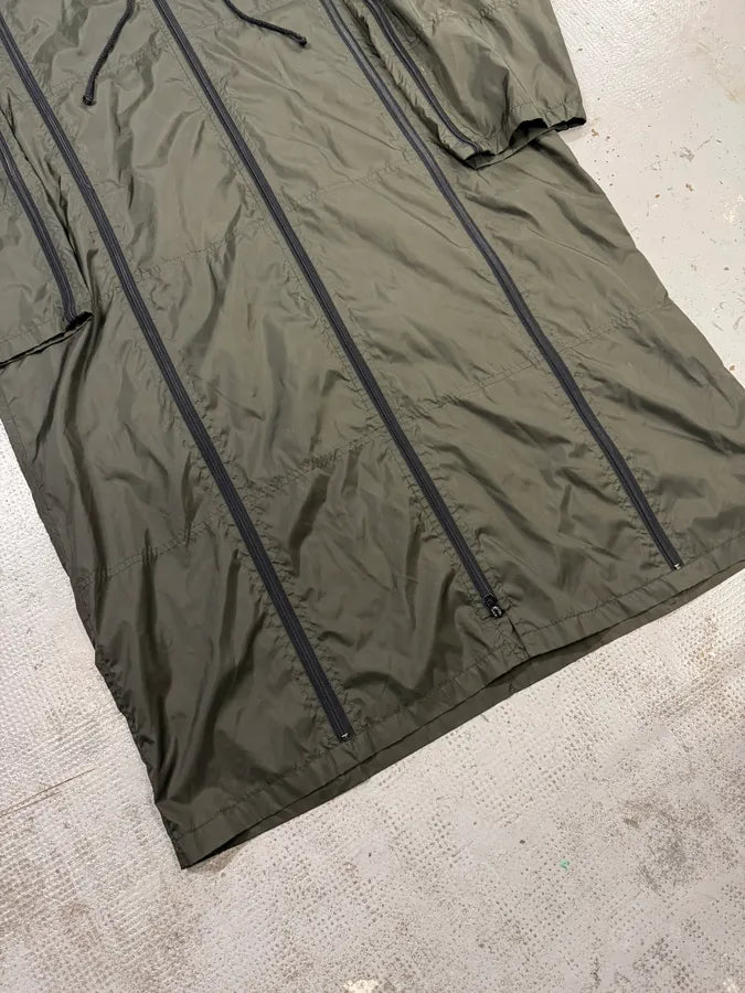 Vintage Dark Green Multi Zip Trench Jacket AJvNLSi 5