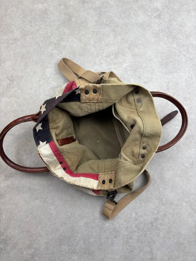 2010s Ralph Lauren Denim Supply USA Flag Canvas Shoulder Bag  zlxTqVa 14
