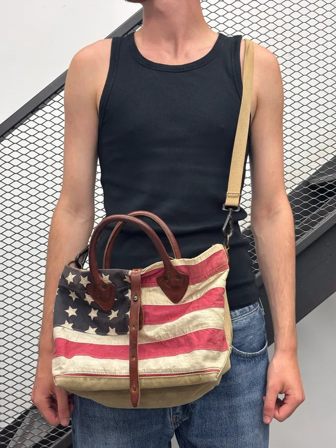 2010s Ralph Lauren Denim Supply USA Flag Canvas Shoulder Bag  zlxTqVa 1