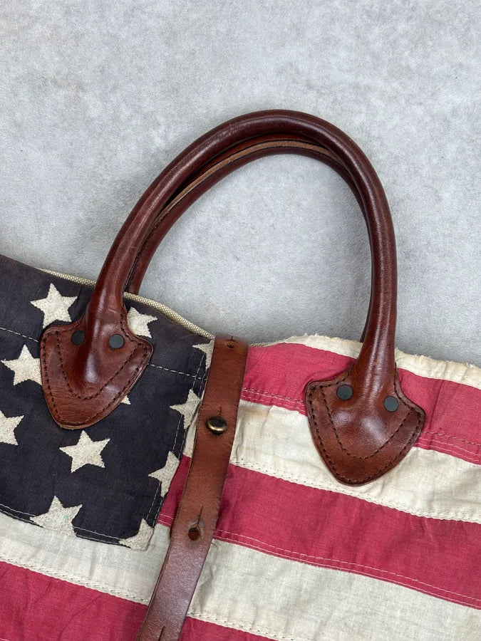 2010s Ralph Lauren Denim Supply USA Flag Canvas Shoulder Bag  zlxTqVa 6